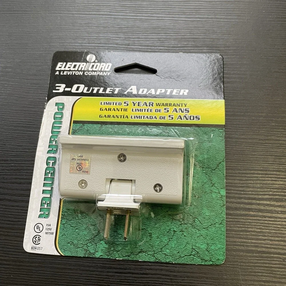 Leviton Triplex Swivel Receptacle Outlet Adapter 15A A-1609-1C-WH#️⃣Z08-0914
